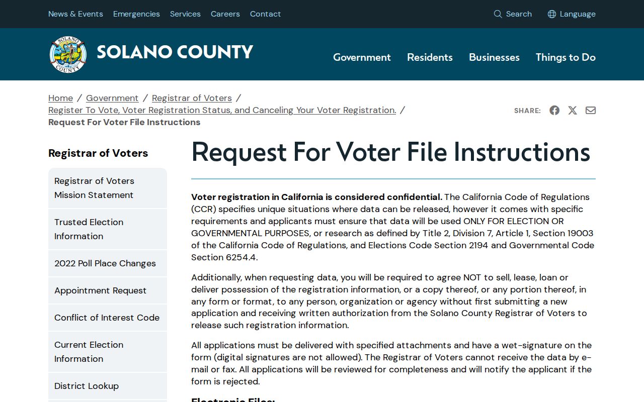 Vallejo neighbors view of Solano voter-file request instructions