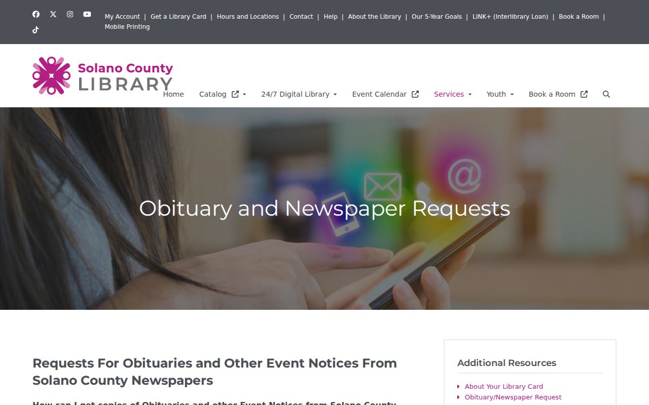 Vallejo previous residents view of the Solano obituary and newspaper request service