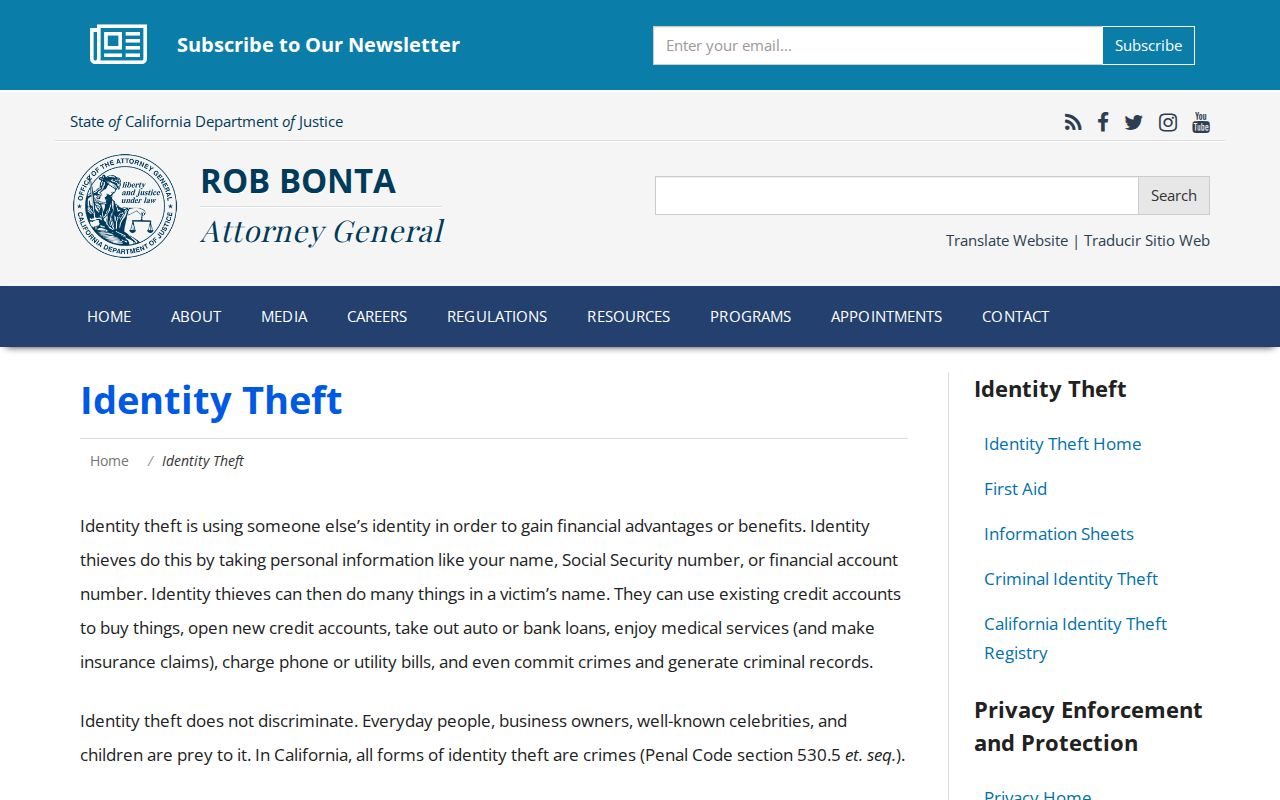 Vallejo street directory view of California identity theft guidance
