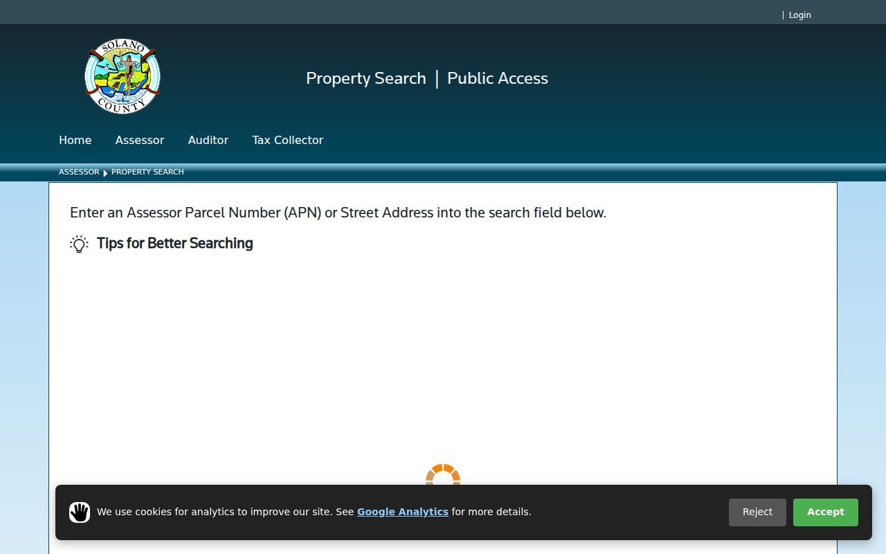 Vallejo street directory view of the Solano property and assessment search