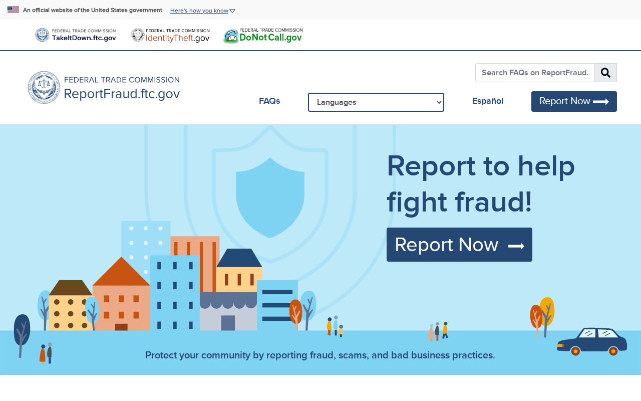 Vallejo ZIP code directory view of the federal fraud reporting portal